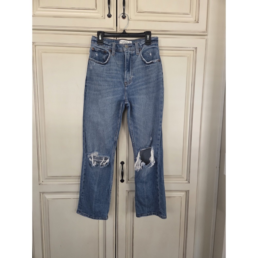 Ambercrombie & Fitch Ankle Straight‎ Ultra High Rise Jeans Womens 25 Distressed